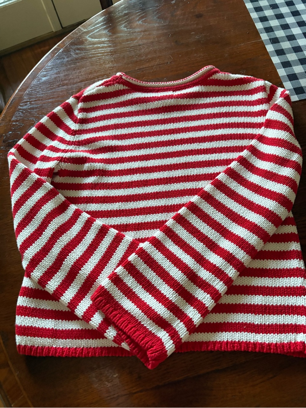 a new day Red and White Striped Crewneck Sweater